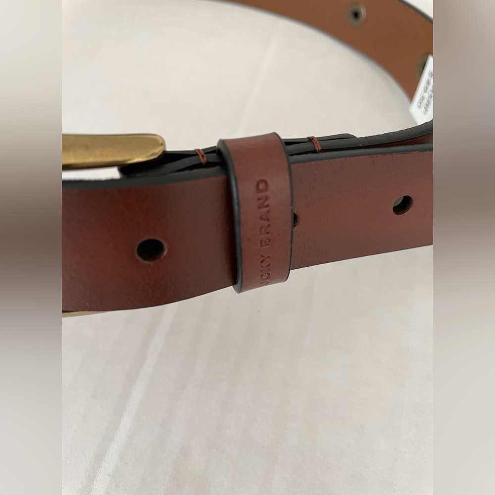 Lucky Brand Brown Leather Belt with Gold Tone Buckle - Picture 8 of 8